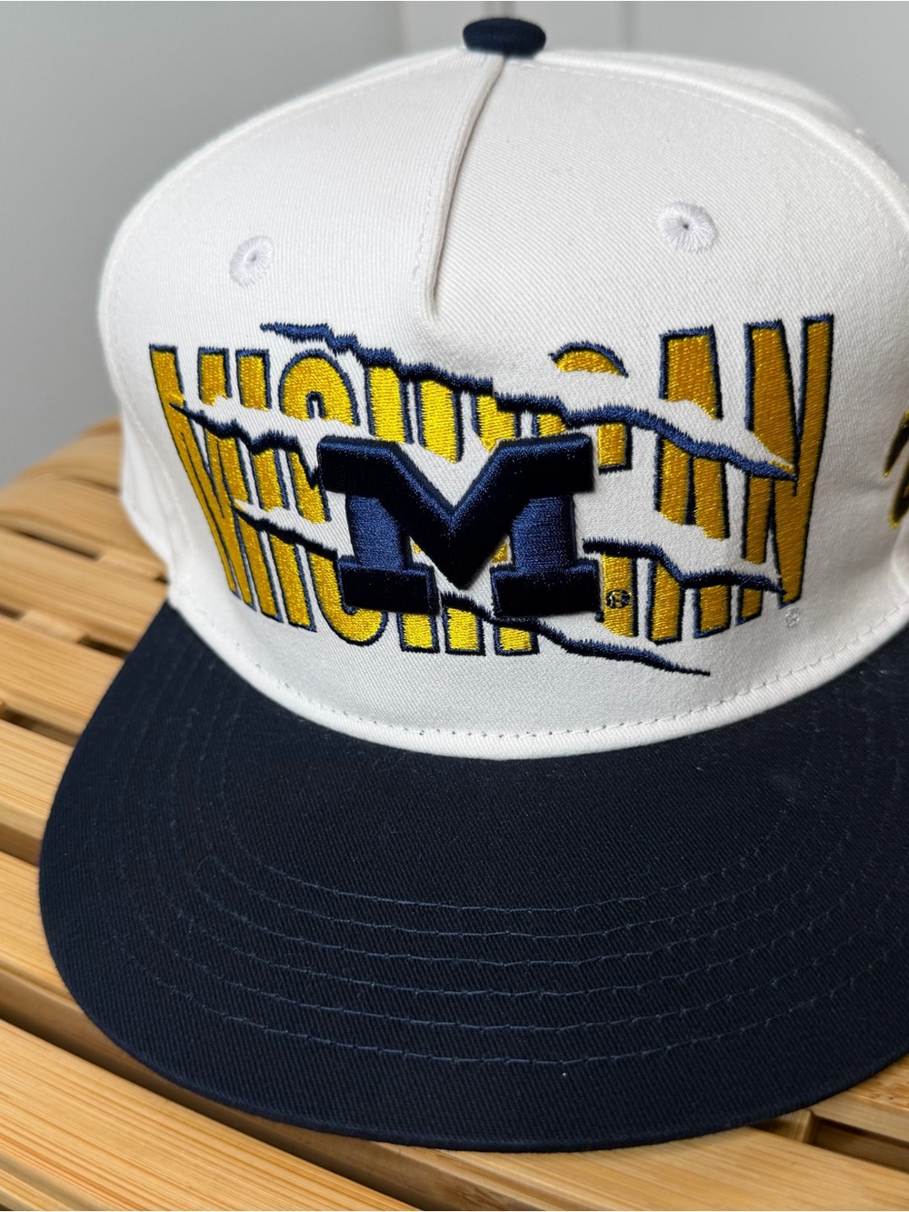 University of Michigan Homefield White & Navy Logo Snapback Cap